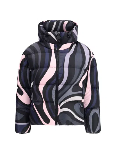 Pucci Multicolor Polyamide Shell Jacket In Blue