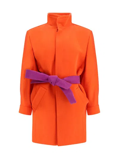 Saint Laurent Coats In Orange