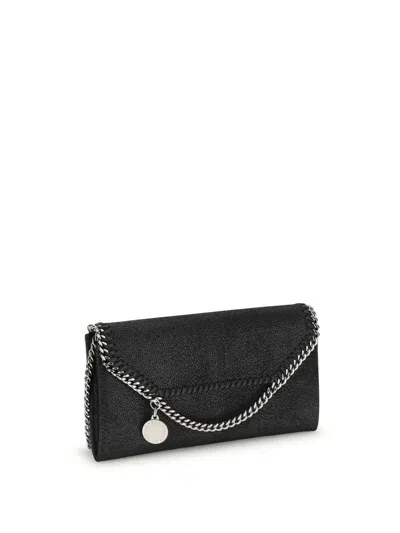 Stella Mccartney Falabella Continental Chain Wallet In Black