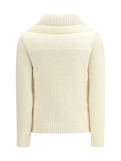 Moncler High Collar Quilted Long Sleeve Jacket In Yellow