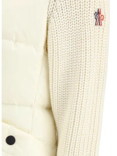 Moncler High Collar Quilted Long Sleeve Jacket In Yellow