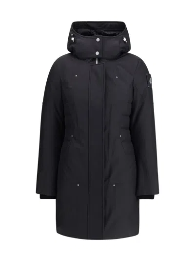 Moose Knuckles Black Recycled Polyester Parka In Black