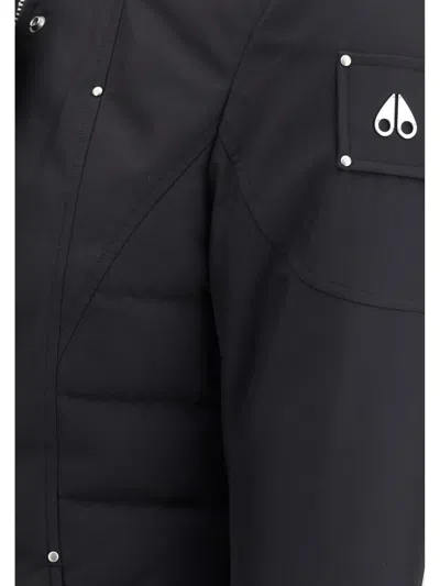 Moose Knuckles Black Recycled Polyester Parka In Black
