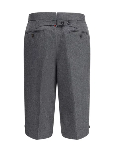 Thom Browne Solid Wool Flannel Bermuda Shorts In Gray