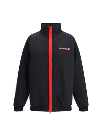 Fiorucci Hot Winter Tricolor Stripe Jacket In Black