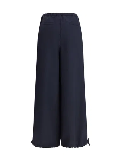 Marni Blue Fleece Wool Casual Pants In Blue