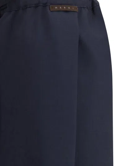Marni Blue Fleece Wool Casual Pants In Blue