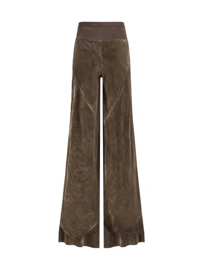 Rick Owens Brown Viscose Casual Pants In Brown