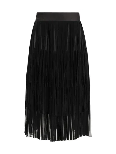 Dolce & Gabbana Silk Organza Midi Skirt In Black