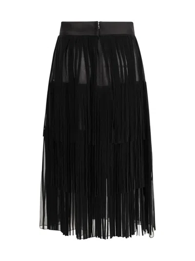 Dolce & Gabbana Silk Organza Midi Skirt In Black