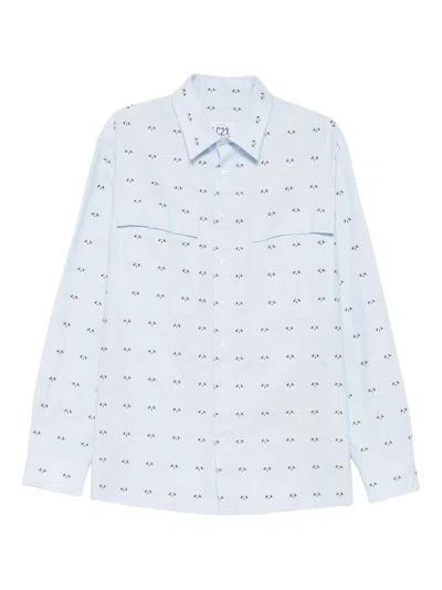 Lc23 Embroidered Dogs Shirt Clothing In White