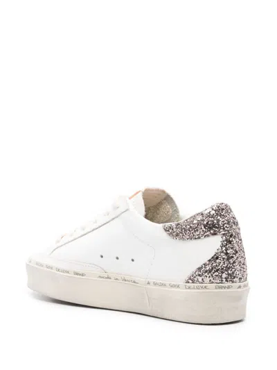 Golden Goose Hi Star White Pink Leather And Glitter Womas Sneakers In Pink