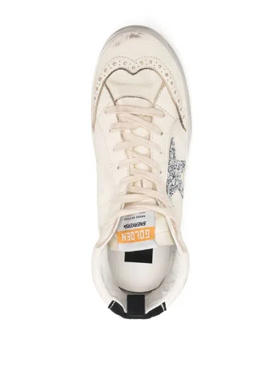 Golden Goose Mid Star Leather Sneakers In White