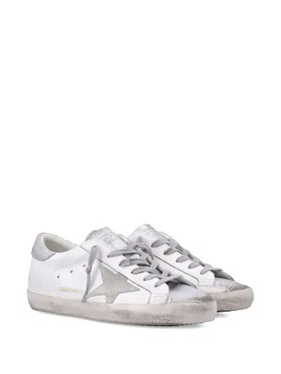 Golden Goose Super-star White And Silver Leather Womans Sneakers In Silver
