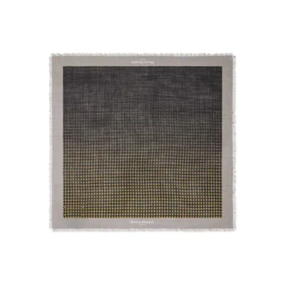 Maison Margiela Frayed-edge Checked Scarf In Gray