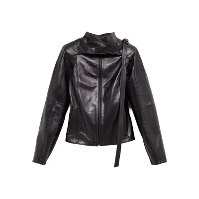 Paloma Wool Plomy Zip-up Leather Jacket In Black