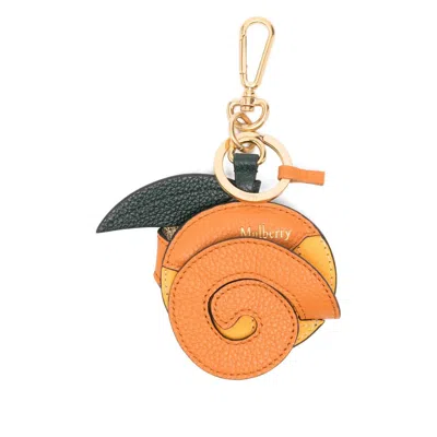 Mulberry Peeling Orange Leaf-charm Keyring In Orange