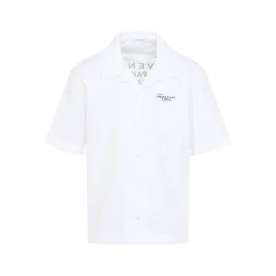 Givenchy Convertible-collar Logo-print Cotton-poplin Shirt In White