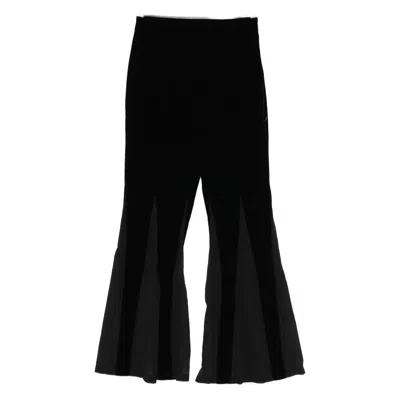 Never Fully Dressed Velvet Flared Trousers In Black