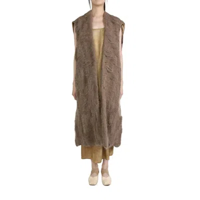 Uma Wang Long Coat In Mixed Wool In Brown