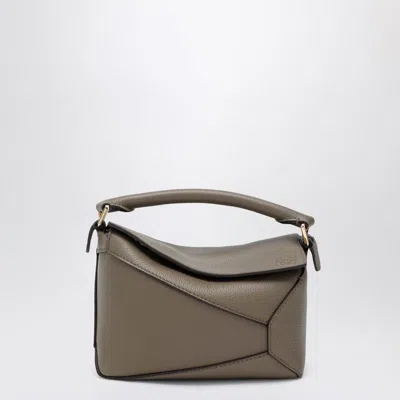 Loewe Mini Puzzle Edge Bag In Taupe Grained Leather In Gray