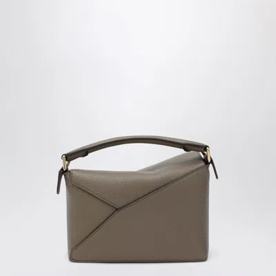Loewe Mini Puzzle Edge Bag In Taupe Grained Leather In Gray