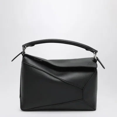 Loewe Small Puzzle Edge Bag In Black Leather In Black