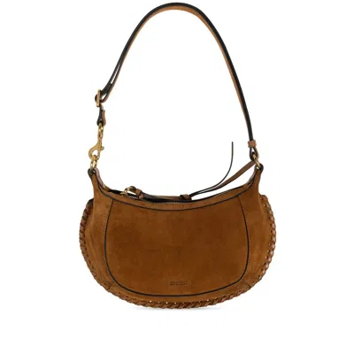 Isabel Marant Oskan Moon Brown Crossbody Bag With Front Logo Print In Suede Woman In Brown