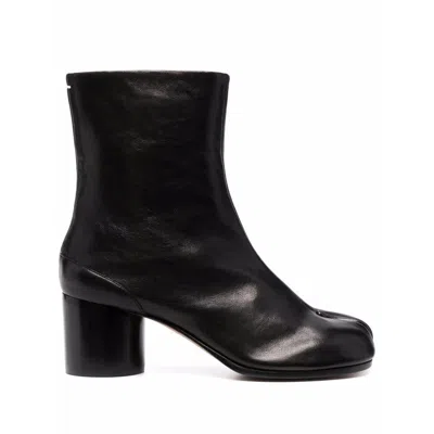 Maison Margiela Split Toe Leather Mid-calf Boots In Black