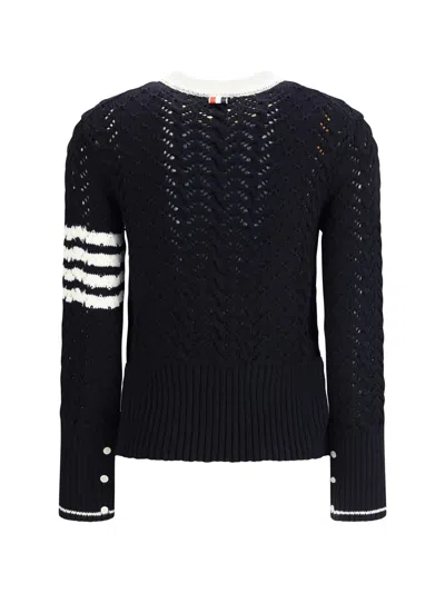 Thom Browne Cable-knit Pointelle-stitch Jumpers In Blue
