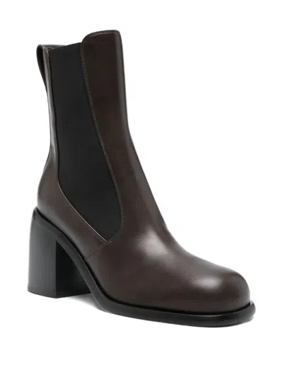 Sergio Rossi Leather Heel Boots In Brown