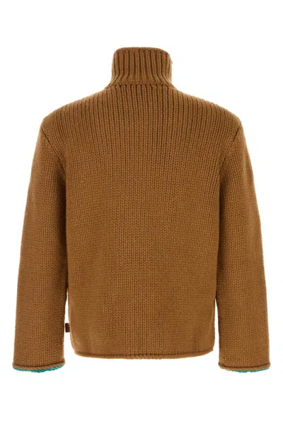 Loewe Mens Tan Turtleneck Knitted Wool Sweater In Brown