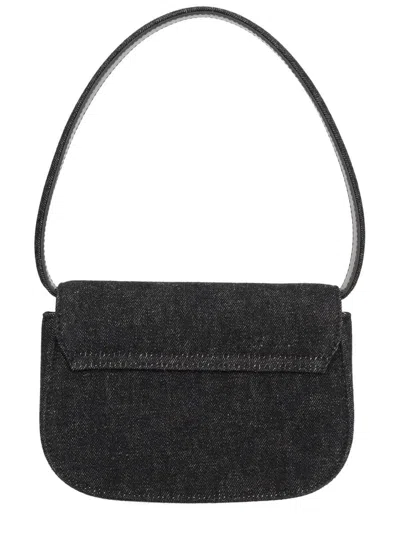 Diesel 1dr Shoulder Bag In Denim Color Black In Black