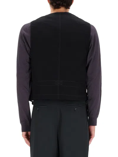 Lemaire Black Wool Vest In Black