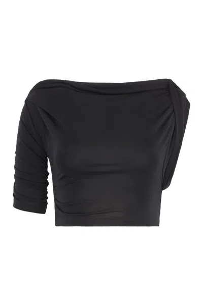 Jacquemus Drapeado Crop-top In Black
