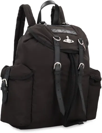 Vivienne Westwood Nylon Backpack With Logo In Brown