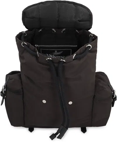 Vivienne Westwood Nylon Backpack With Logo In Brown