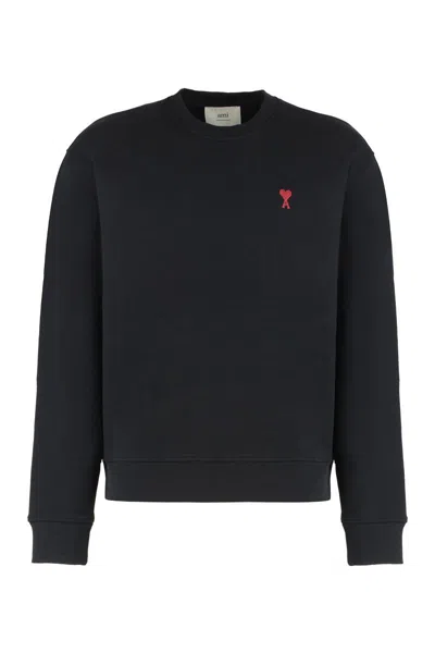 Ami Alexandre Mattiussi Ami Paris Cotton Crew-neck Sweatshirt In Black