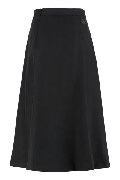 Moncler Gonna Midi In Wool Mélange In Black
