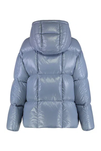 Moncler Short Parana Jacket With Hood In Blue