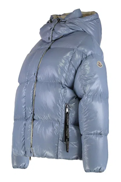 Moncler Short Parana Jacket With Hood In Blue