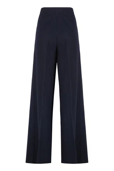 Max Mara Osol Virgin Wool Trousers In Blue