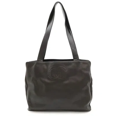 Pre-owned Chanel Caviar Skin Coco Mark Tote Bag In Brown