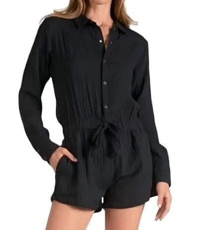 Elan Tie Waist Romper In Black In Black