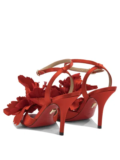 Ferragamo 90mm Flower-embellished High-heel Sandals In Red