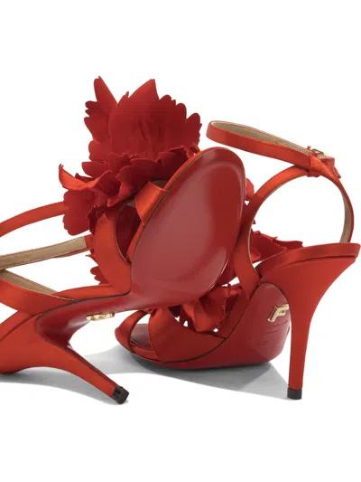 Ferragamo 90mm Flower-embellished High-heel Sandals In Red