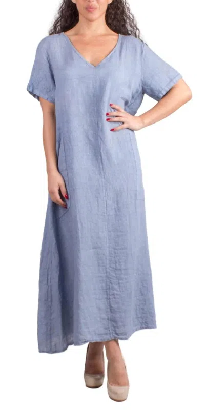 Gigi Moda Vedette Linen Maxi Dress In Blue In Blue