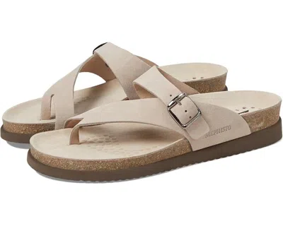 Mephisto Helen Flip Flop Womens Light Sand Leather Toe Loop Sandals Zogg1771 In Neutral