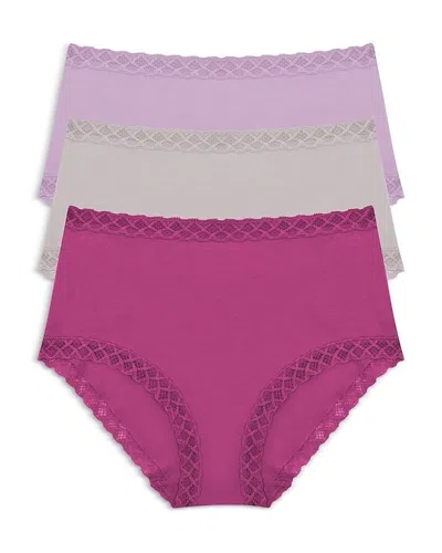 Natori Bliss Full Brief Panty Women Multicolor Cotton High Rise 3-pack Buu928 In Multi