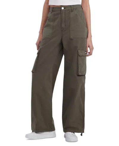Tommy Jeans Claire Cargo Pants Women's High Rise Wide-leg Fts1233 In Multi